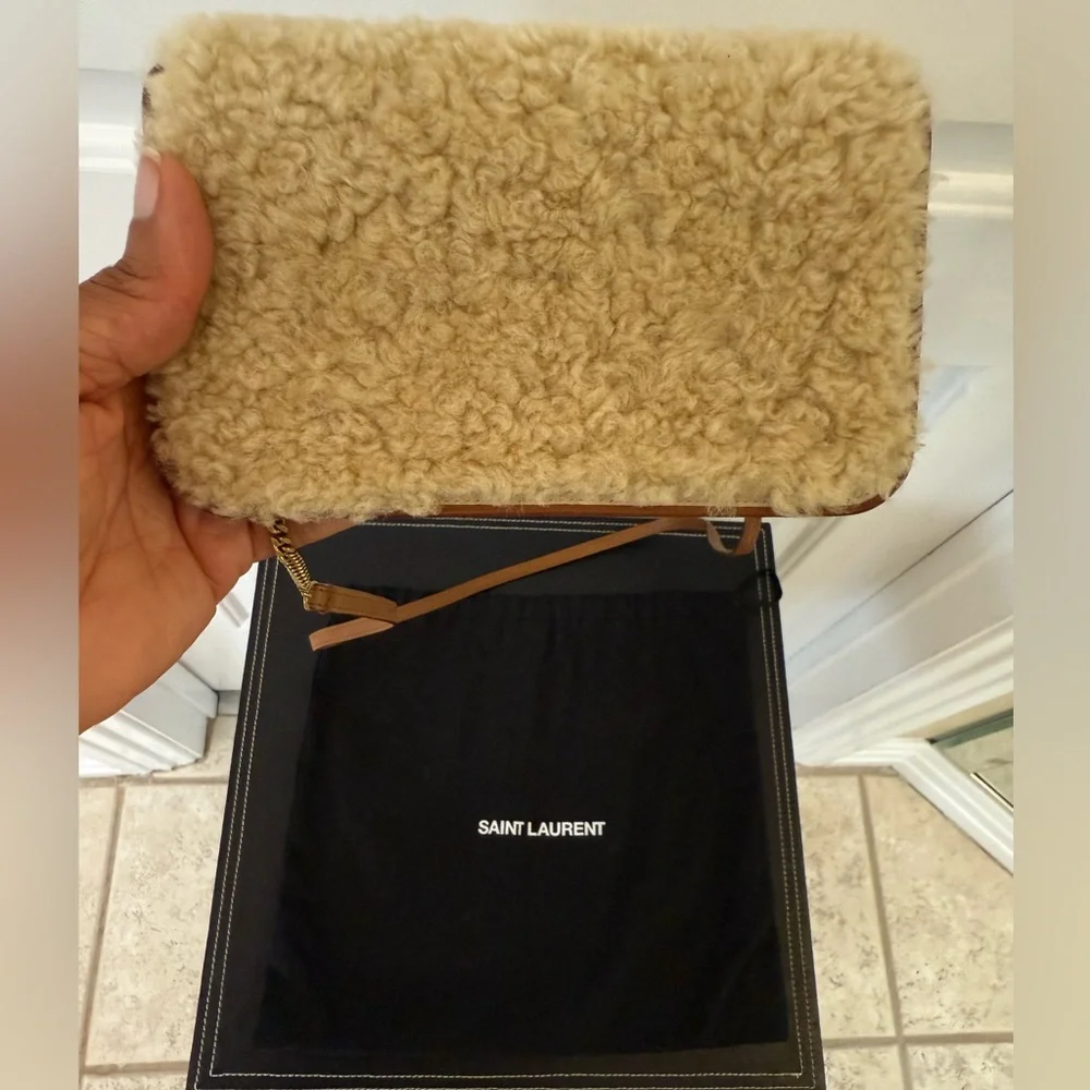 YSL Cassandra Mini Monogram Shearling Crossbody / Shoulder Bag - Picture 4 of 11